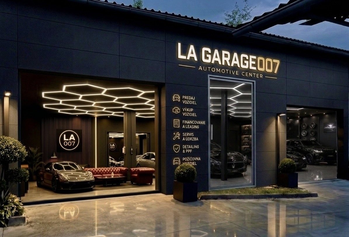 Showroom LA GARAGE007 — aktuálny pohľad na priestor s vystavenými vozidlami